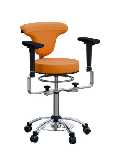 LZ 37 F + LZZ područky, židle lékařská s nožním ovládáním, kříž chrom, ekokůže mandarinková